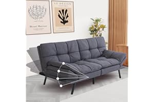 Hcore Futon Couch, Convertible Futon Sofa Bed, Memory Foam 70" Futon Sofa, Adjustable Sleeper Sofa, Modern Loveseat Sofa Bed for Compact Space,Living Room, Office, Apartment, Grey, Updated Quality