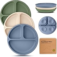 WeeSprout Silicone Divided Plates (No Lids), 100% Food Grade Silicone Plates