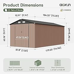 Aoxun 8'x15' Outdoor Metal Storage Shed with