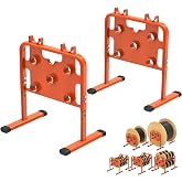 SELEWARE Heavy-Duty Adjustable Wire Dispenser, Welded Steel Wire Spool Rack | Orange Portable Cable Caddy for Spools Up to 33" in Diameter, Height adjustable, Supports up to 800 lbs