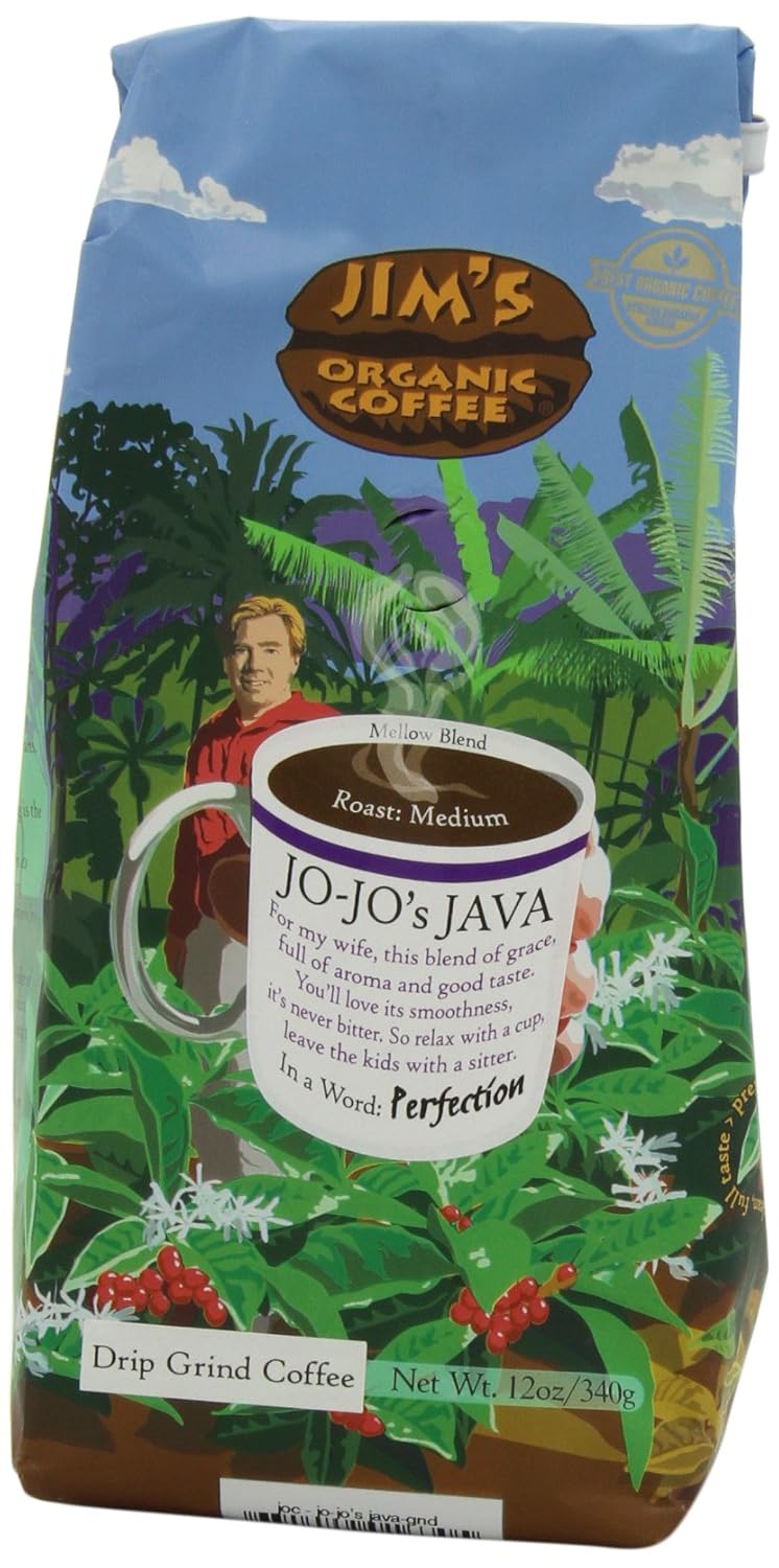 Jim's Organic Ground Coffee, JoJo's Java, 12 Ounce (Pack