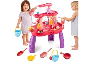 Water Table for Toddlers 3-5 Outdoor Toys for Kids Ages 4-8 3-Tier Kids Sand Water Table with Fishing Game Set Activity Senso