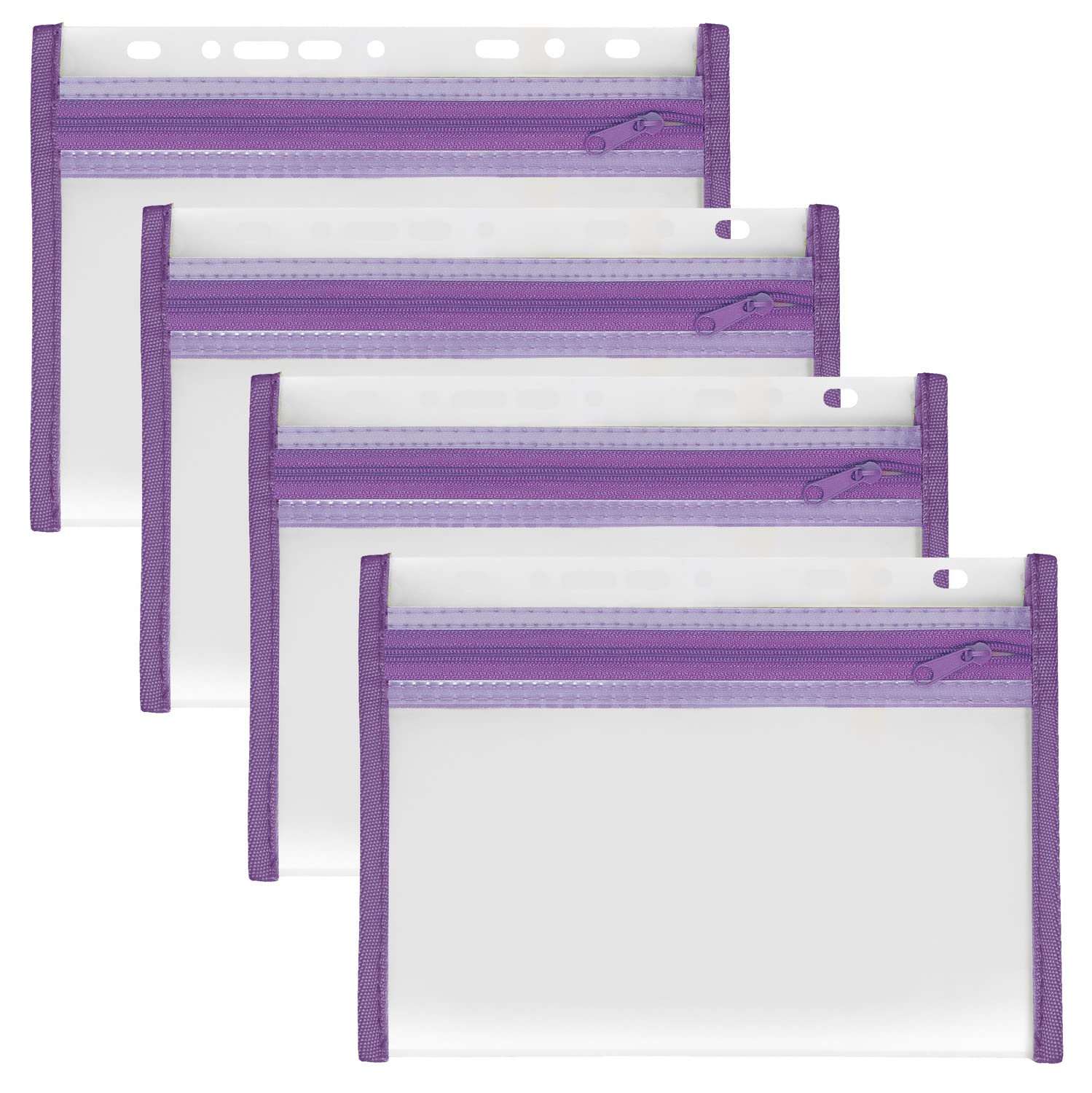 Veloflex A435006 - Document Wallet with Zip, Pack of 4, DIN A5, Fileable, Purple, Velobag XXS, Zip Pocket