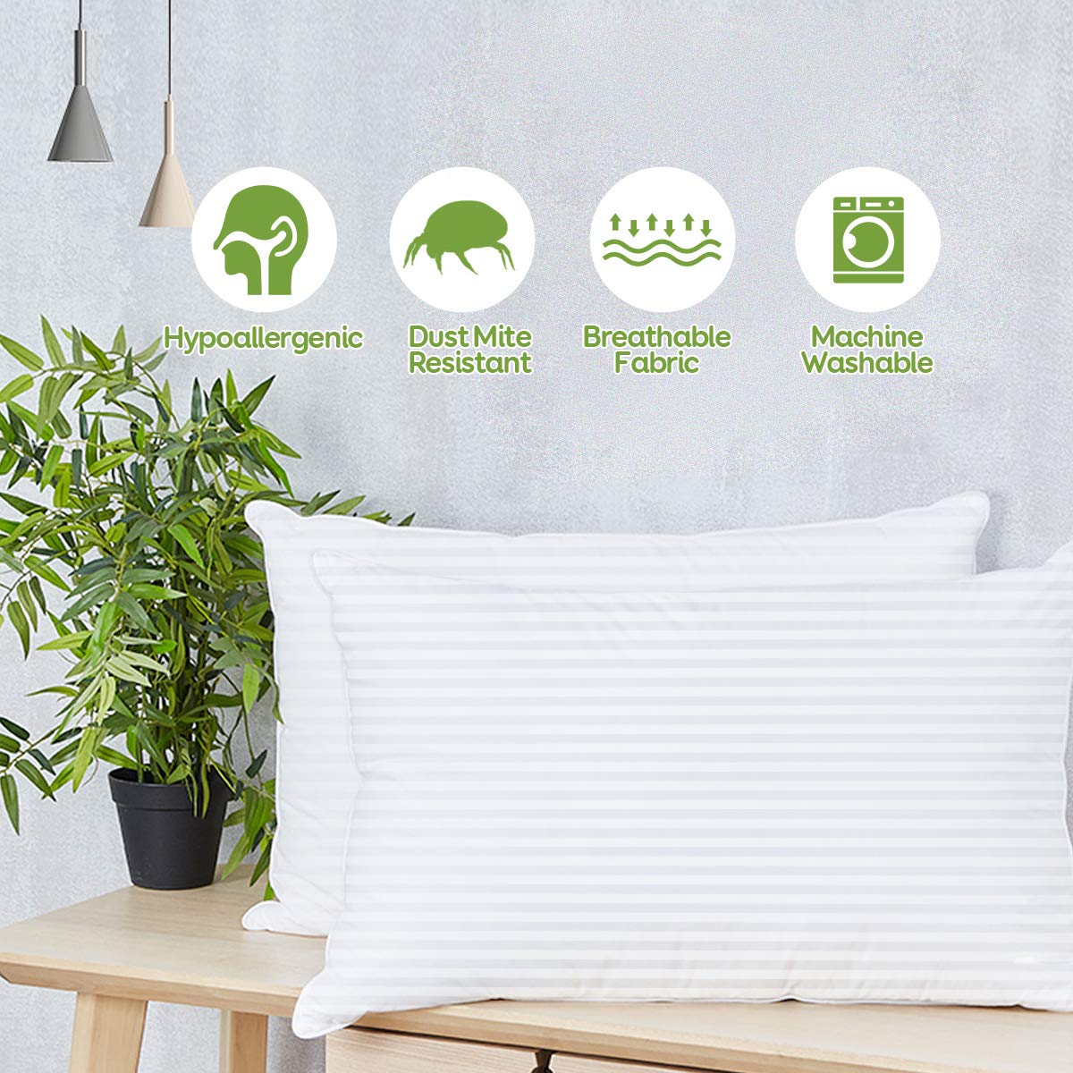 Sivio Premium Bed Pillow, 2 Pack, Luxury Plush Pillow Insert for Home and Hotel, Superfine Microfiber 100% Cotton, Skin-Friedly, Personal Care Loft Pillow for Good Sleep, Queen