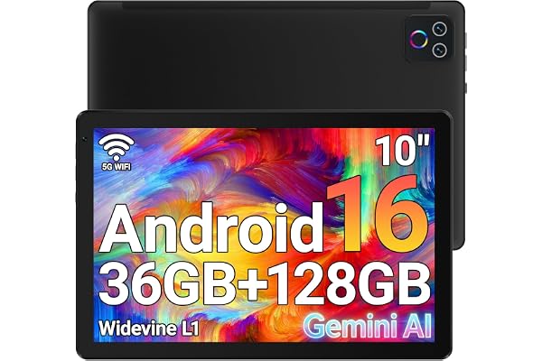 URAO Tablet,10.1" Android 16 Tablet Octa-core 36GB+128GB Dual Camera | 1280x800 IPS HD Touchscreen 6000mAh Battery Wi-Fi 6,BT 5.4 GMS 36GB(6+30) RAM 128GB ROM Support 1TB Expansion 5MP+8MP cameras