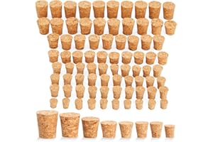 80-Pcs Small Cork Stoppers for DIY Crafts, Jars and Bottles, Replacement Mini Tapered Cork Plug Tops, Great for Bar, Restaura