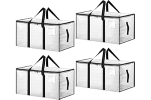 4 Pack Extra Large Moving Bags 90L Storage Bags with Double Zippers and Sturdy Handle, Heavy Duty Moving Boxes Waterproof Clo