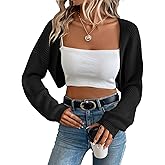 Women's Cardigan Shrugs Long Sleeve Knit Cropped Bolero Shrug Open Front Casual Cardigans for Dresses