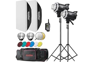 Godox MS300V Studio Strobe Light Kit for Photography, 600W Flash Softbox Lighting with 2.4G X System APP Controlled Monolights, Flash Trigger, Softbox, Light Stands, Reflector Storage Bag, Umbrella