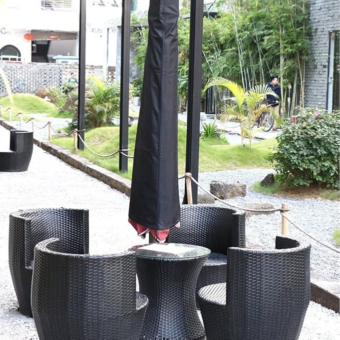 Black Hanshi 420d Oxford Waterproof Centilever Parasol Cover Patio Garden Umbrella Parasol Cover For 7 11 Ft Outdoor Umbrella With Zip Draw String Design