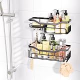 HapiRm Storage Shower Shelves Caddy with 11 Hooks 304 Stainless Black view 5