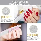 BLESWIN Professional Nail Files 25pcs 100/180 Grit Double Sided Emery Board view 5
