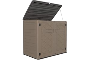 HOMSPARK Storage Shed Weather Resistance, Multi-Purpose Outdoor Storage Cabinet Waterproof, Outdoor Storage Cabinet for Bike, Garbage Cans, Lawnmower, Garden Accessories (coffee, Extra Large-48 cu ft)