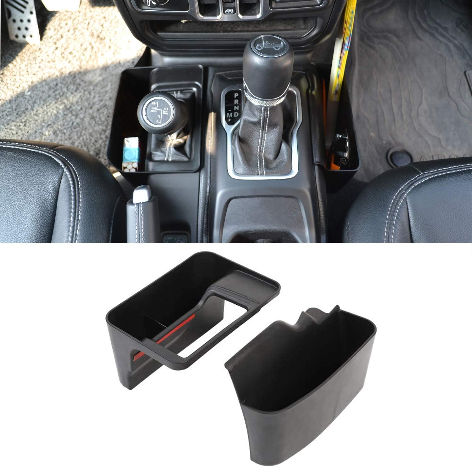 EDOU GearTray Gear Shifter Console Side Storage Box Manual Transmission Side Organizer Tray for 2018 2019 Jeep Wrangler JL JLU, Interior Accessories, Black