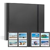 Veicevol 160 Pockets Photo Album for Instax Wide Polaroid 600/i-Type, Black | Fits 3.5 x 4.25 inch Photos, Wide 300/200/210, Now+, OneStep 2 &amp; OneStep+, Clear Side-Loading Pockets, Elastic Closure