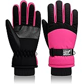 Geyoga Kids Waterproof Winter Snow Ski Gloves for Boy Girl Outdoor Warm Thickening Snowboard Gloves