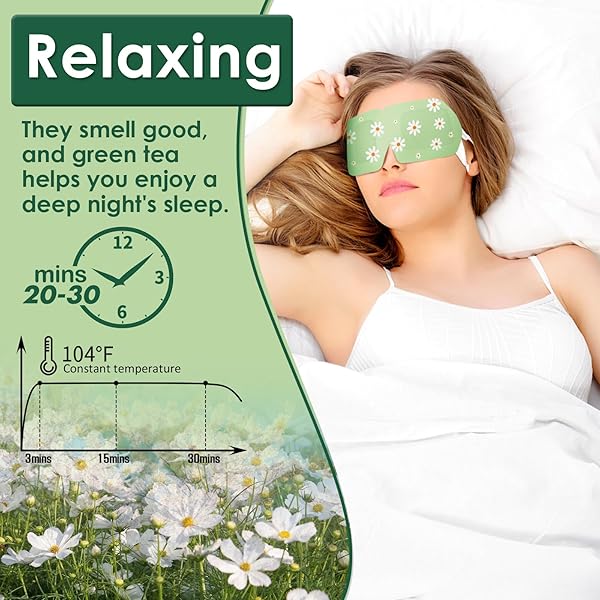 STEAM EYE MASK 20 PACKS, SELF HEATING SLEEP MASK FOR DRY EYES, FATIGUE, DARK CIRCLES, COMFORTABLE MOIST WARMING EYE MASK, DISPOSABLE HEATED EYE MASK, GIFT FOR WOMEN, MEN, MUM, DAD(CHAMOMILE)