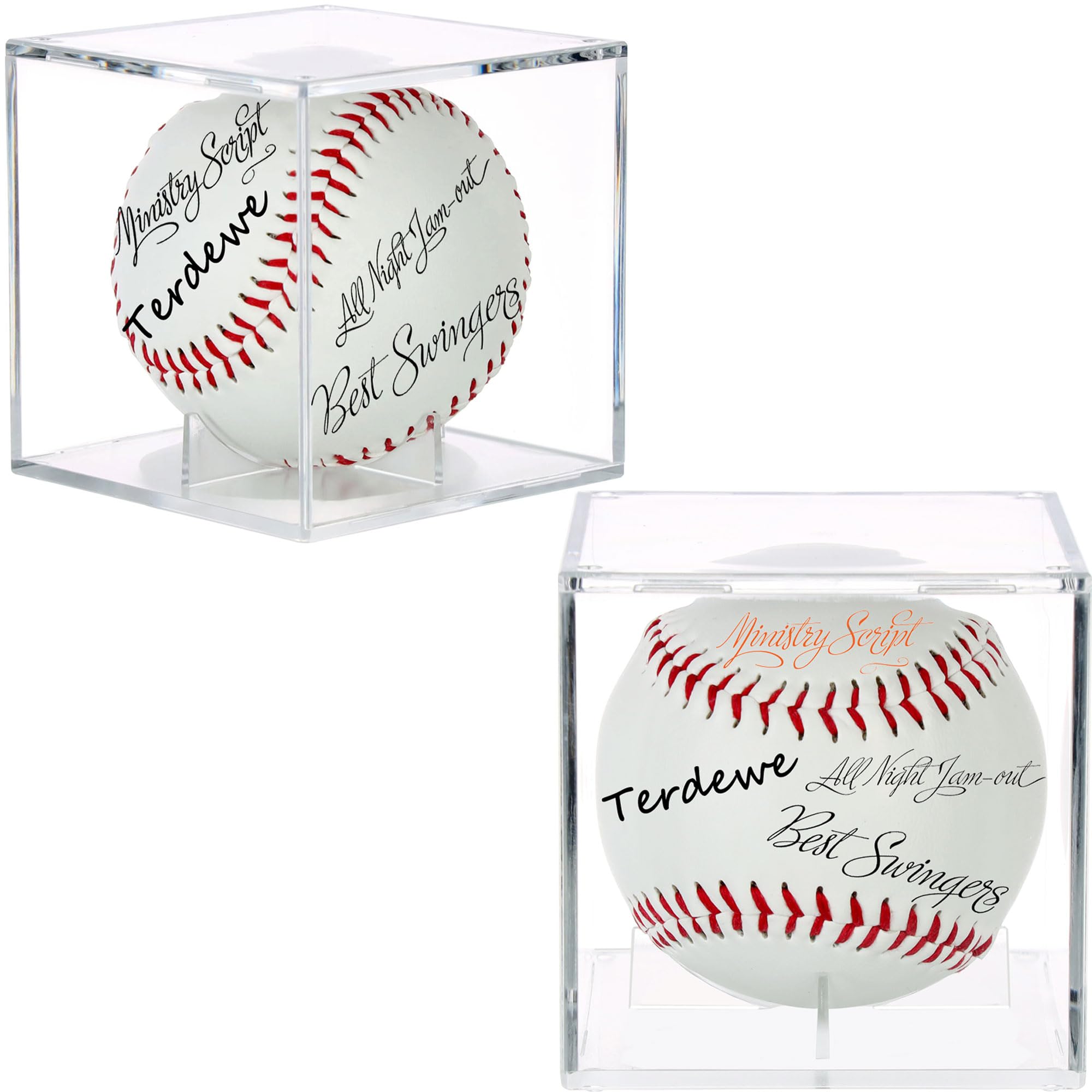 Photo 1 of 2 Pack Baseball Display Case, Baseball Box with UV Protected,Acrylic Baseball Boxes for Display,Baseball Cube Memorabilia Display Protector,Official Baseball Autograph Display Case