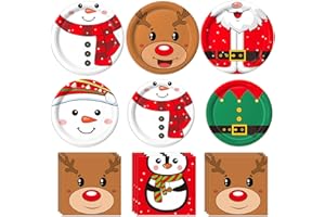 Oigco 100Pcs Christmas Party Supplies Kit - Serves 30 Guests, Including Dinner Plates, Dessert Plates, and Napkins, Perfect for Any Xmas Party Supplies Party Decorations