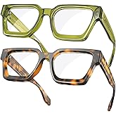 VISOONE 2 Pack Blue Light Blocking Glasses Rectangle Frame and Chic Preppy Look for Women Men RIVER