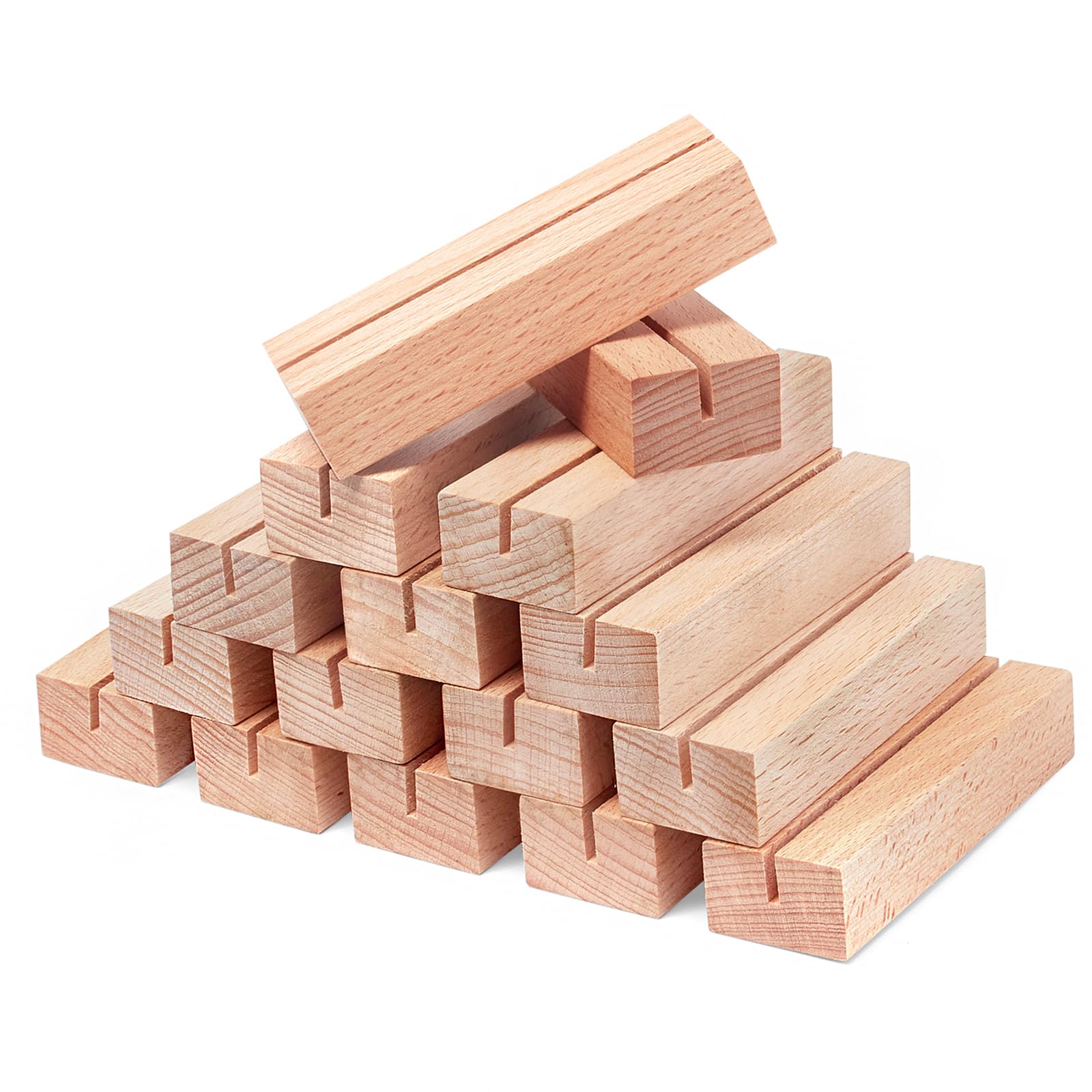 Photo 1 of Gipizi 16Pcs Wooden Place Card Holders, Wood Photo Picture Card Holders for Weddings Banquets and Parties, Beech Table Number Holder Stands, Wood Menu Holder for Restaurants