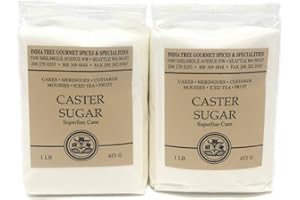 Superfine White Caster Bakers Sugar. Quick Dissolve Grains, Extra Ultra Fine Ground Sugar for Baking. 2 Packs of 1 Pound Bags