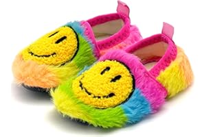 COVS Smile Face Slippers Kids Toddler Slippers for Boys Girls Slippers Toddler House Shoes Non-Slip TPR Soft Sole Kids Slippers Home Socks Shoes