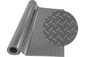 foriy Garage Floor Oxford Mats, 4x8.2ft Diamond Plate Garage Flooring Rolls, Car Parking Mats with Embossed Diamond Plate Pattern, Gray Floor Protector Mat for Garage Floor Under Car Trailer Truck