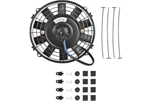 SSN 7" Electric Radiator Cooling Fan Assembly Kit, Push Pull Electric Radiator Universal Slim Fan with 12V 80W Mount Kit Black