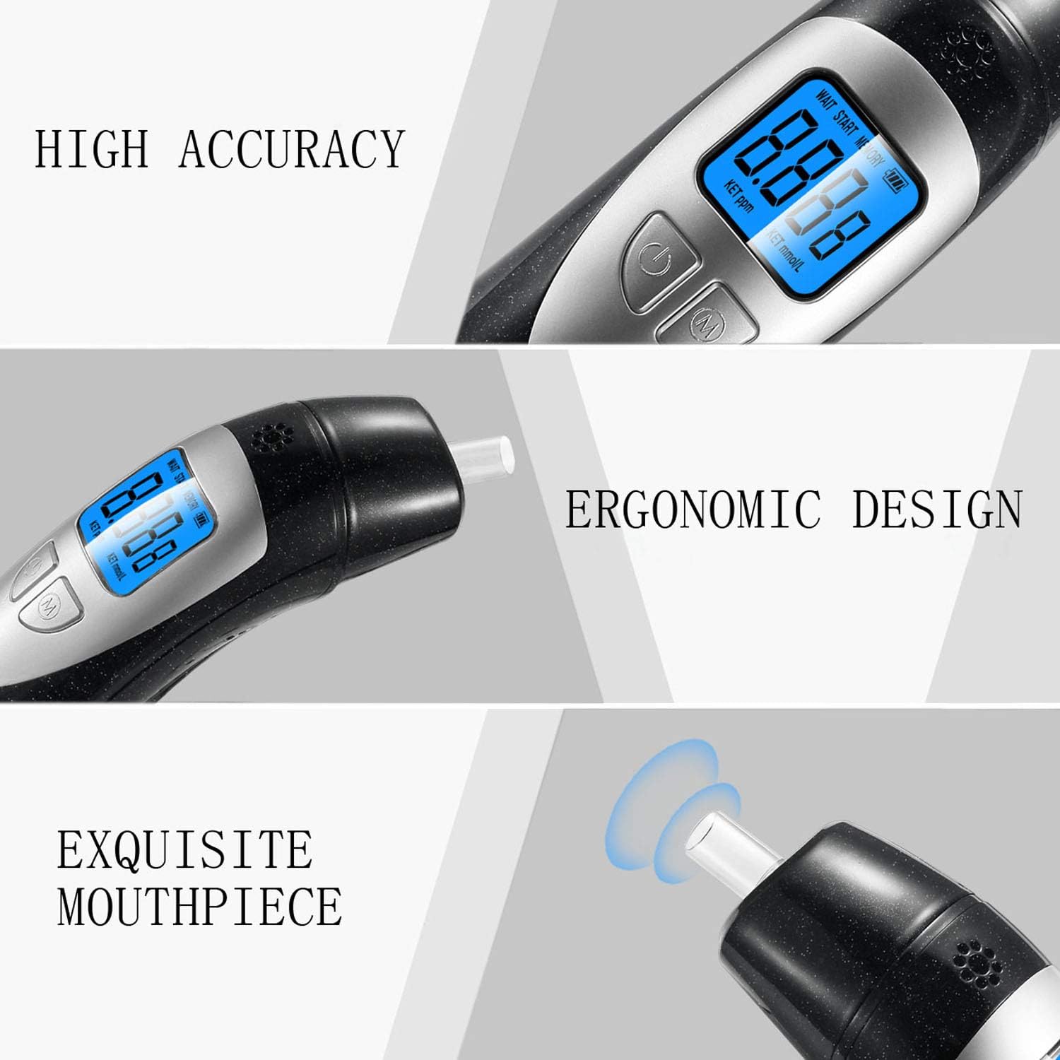 Ketone Breath Analyzer, Ketone Breath Meter Portable Digital Ketone Breath Test Tracing Ketosis Status: Health & Personal Care