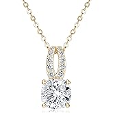 EONFUN 2.5CT Cushion Pendant Necklace for Women, D Color 8x8mm Cushion Cut Moissanite 925 Sterling Silver Rabbit Pendant for Wife Mom Birthday Gifts