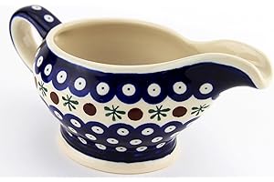 POLISH POTTERY MARKET Polish Pottery Gravy Boat 16 Oz. From Zaklady Ceramiczne Boleslawiec #1258-41 Traditional Pattern, Capacity 16 Oz.