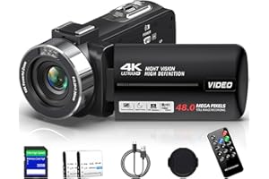 THPACIP Video Camera Camcorder 4K Ultra 48MP Vlogging Camera for YouTube 18X Digital Zoom Camcorder Recorder 3.0" LCD Touch Screen IR Night Vision with Controller, 32GB SD Card and 2 Batteries
