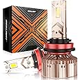 SEALIGHT X6S H11/H9/H8 Bulbs 4500K Warm White, 40000LM Ultra Brighter H11/H16 Light Bulbs, 1:1 Halogen Same Size with Cooling Fan, 5-Min Plug and Play Fog Light, Pack of 2