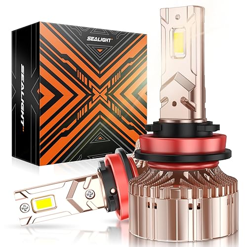 SEALIGHT X6S H11/H9/H8 Bulbs 4500K Warm White, 40000LM Ultra Brighter H11/H16 Light Bulbs, 1:1 Halogen Same Size with Cooling Fan, 5-Min Plug and Play Light, Pack of 2