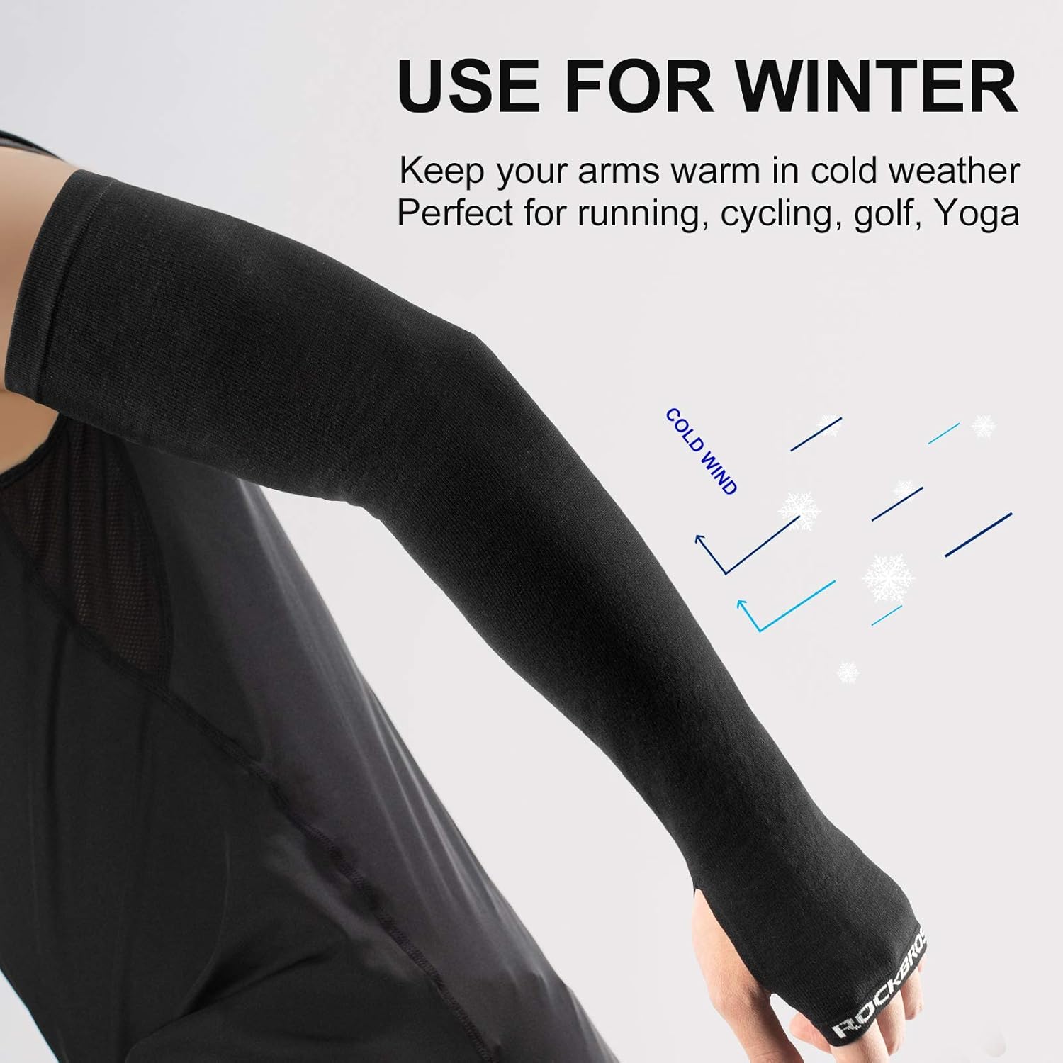 ROCKBROS Winter Arm Warmer Knit Long Arm Sleeves Warm for Women Men Running Cycling Sports Fingerless Driving Gloves: Clothing