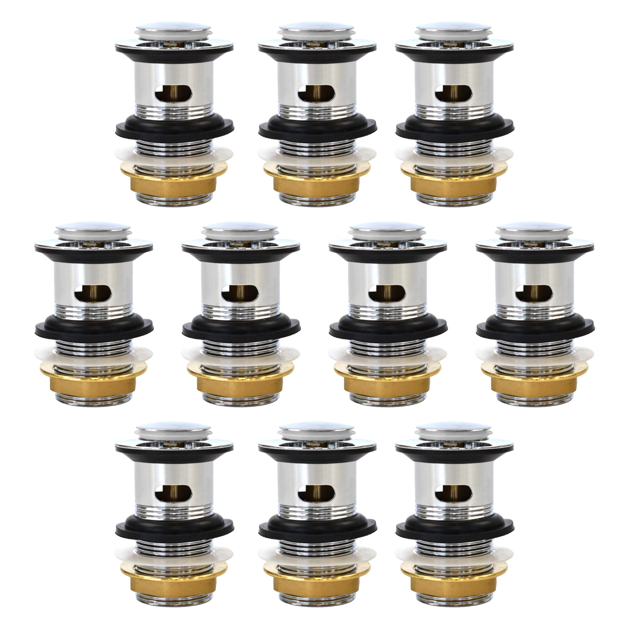 Xcel Home Replacement Slotted Chrome Click Clack Basin Waste | Brass Pop Up Sink Basin Plug | Standard G 1 1/4" BSP Connection (Standard | 10 Waste)