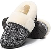 Evshine Women's Fuzzy Memory Foam Slippers, Closed Back Knit Bedroom Slippers, Slip-On Warm House Shoes for Indoor & Outdoor Comfort