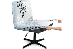 Iauddy Armless Criss Cross Office Desk Chair Cover Slipcover,Accent Mid Back Wide Swivel Task Vanity Slipper Chair Protector Stretch Removable Without Arms for Accent Chair
