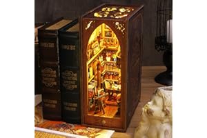 TZGSONP 3D Wooden Puzzle Bookends, 2025 New DIY Book Nook Kit, Magic Book House Model Building Kit Insert Decor with Sensor Light, Stand Bookshelf for Home Decorative Books Ornaments (Library of Books)