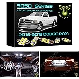 Fyre Flys 15 Piece 6000K White LED Interior Lights for 2016-2018 Dodge Ram 5050 Series SMD Package Kit and Install Tool