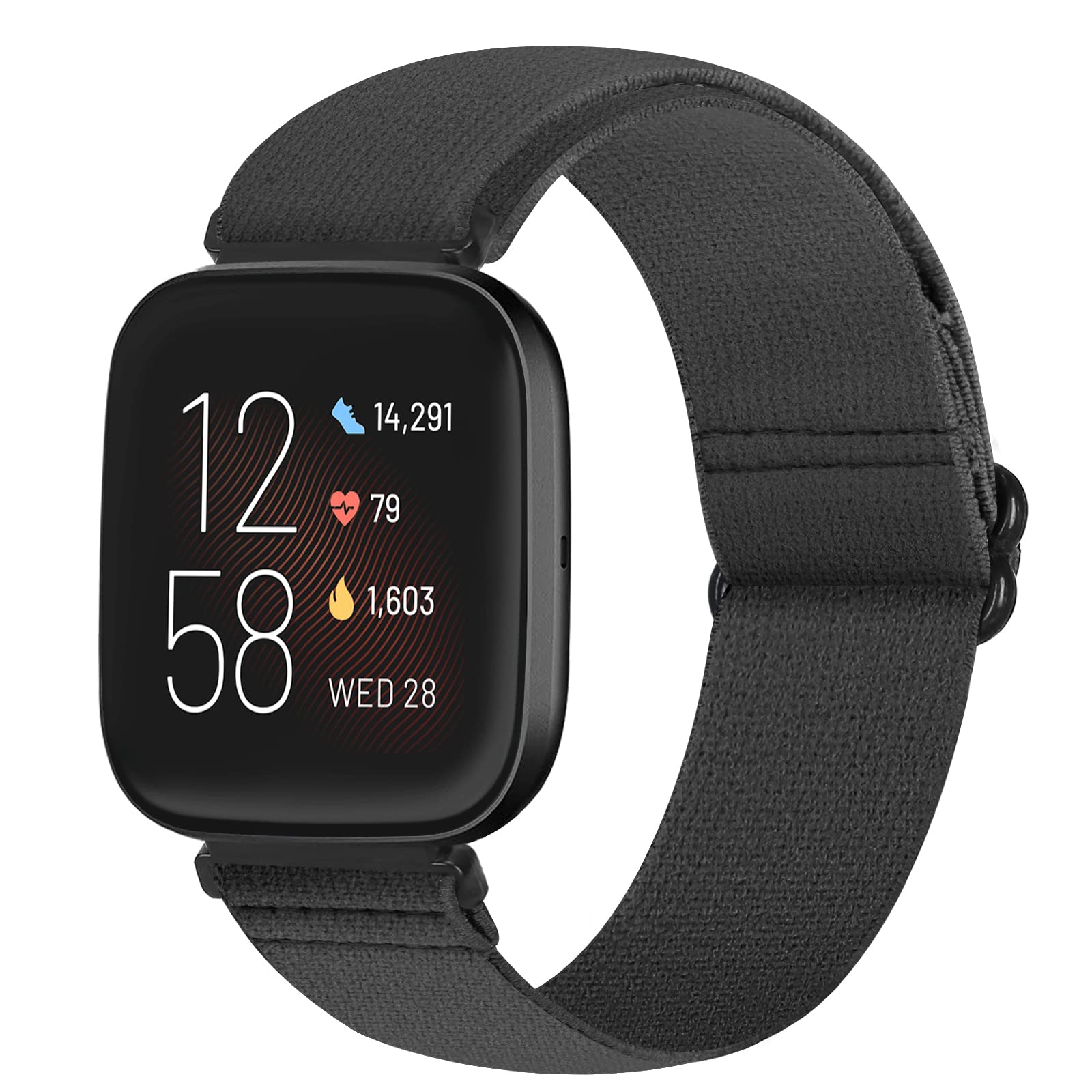 Runostrich Adjustable Elastic Nylon Sport Loop Watch Band Compatible with Fitbit Versa Series - Stretch Replacement Wristband for Women Men (Grey)