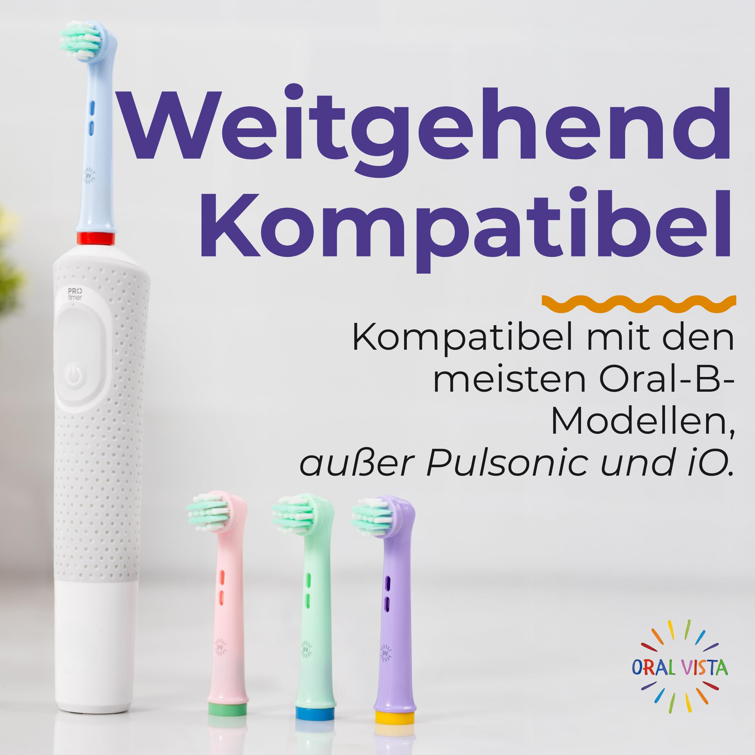 Oral-B Kompatible Aufsteckbürsten Kinder | OralVista 16er-Pack bunte elektrische Kinder Aufsteckbürste | Sanft zu empfindlichem Zahnfleisch | Lustiges Design 2