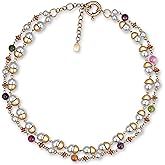 Melhill Vintage Beaded Pearl Choker Necklace Gold Plated Layered Boho Retro Adjustable Statement Jewelry for Women