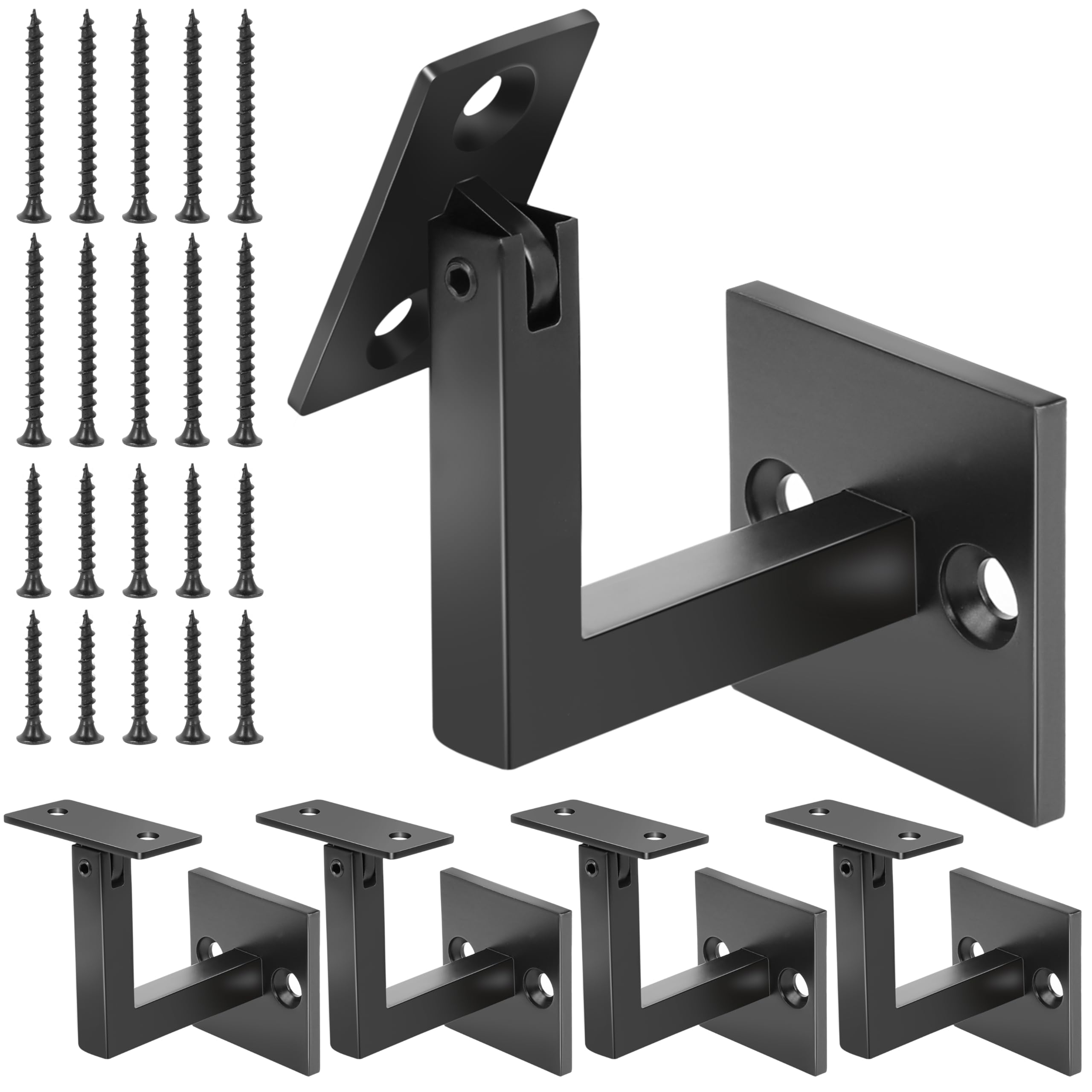 Photo 1 of 5 x 304 Stainless Adjustable Swivel Handrail Brackets , Matt Black Contemporary Square Stair Brackets for Indoor or Outdoor Staircase