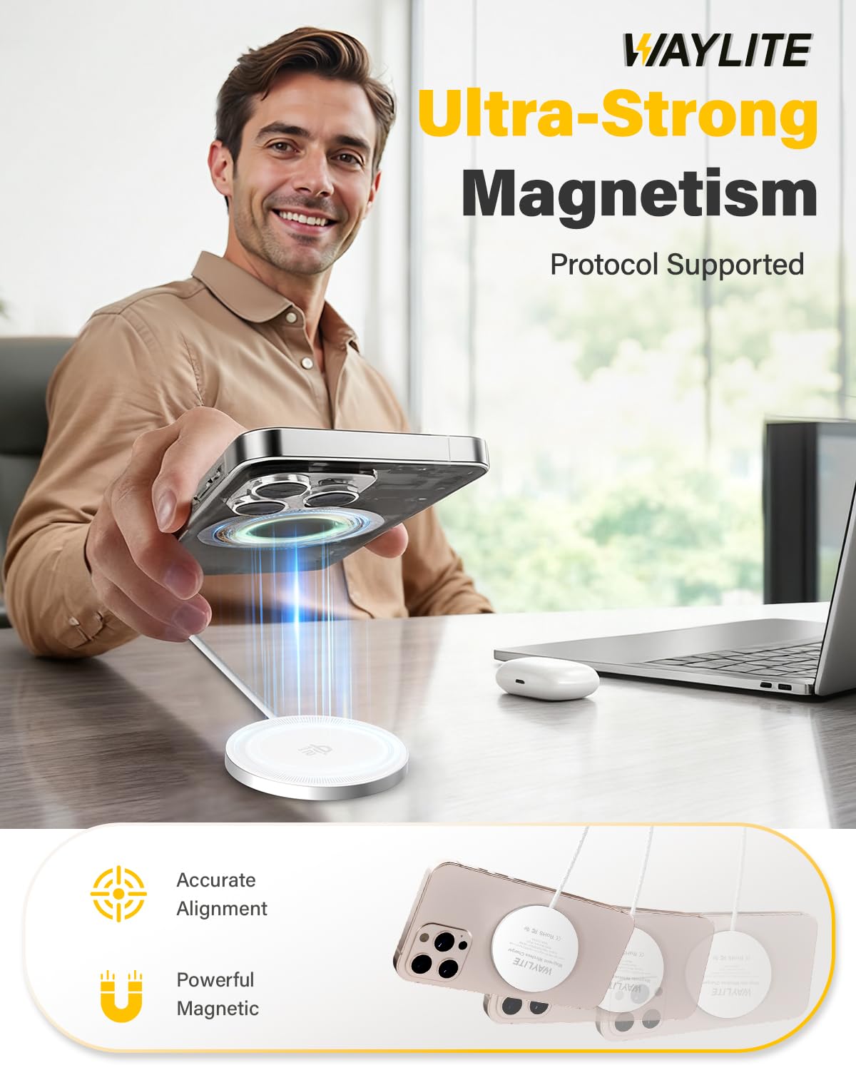 25W Wireless Charger for MagSafe, Qi2.2 Magnetic Fast Charging Pad for iPhone 17/16/15/14/13/12 Series & AirPods, Strong Magnet, Ultra-Thin & Portable Charger Mat for Travel Home Office(White, 2Pack)