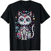 Dia De Los Muertos Cinco De Mayo Cat Sugar Skull Men Women T-Shirt