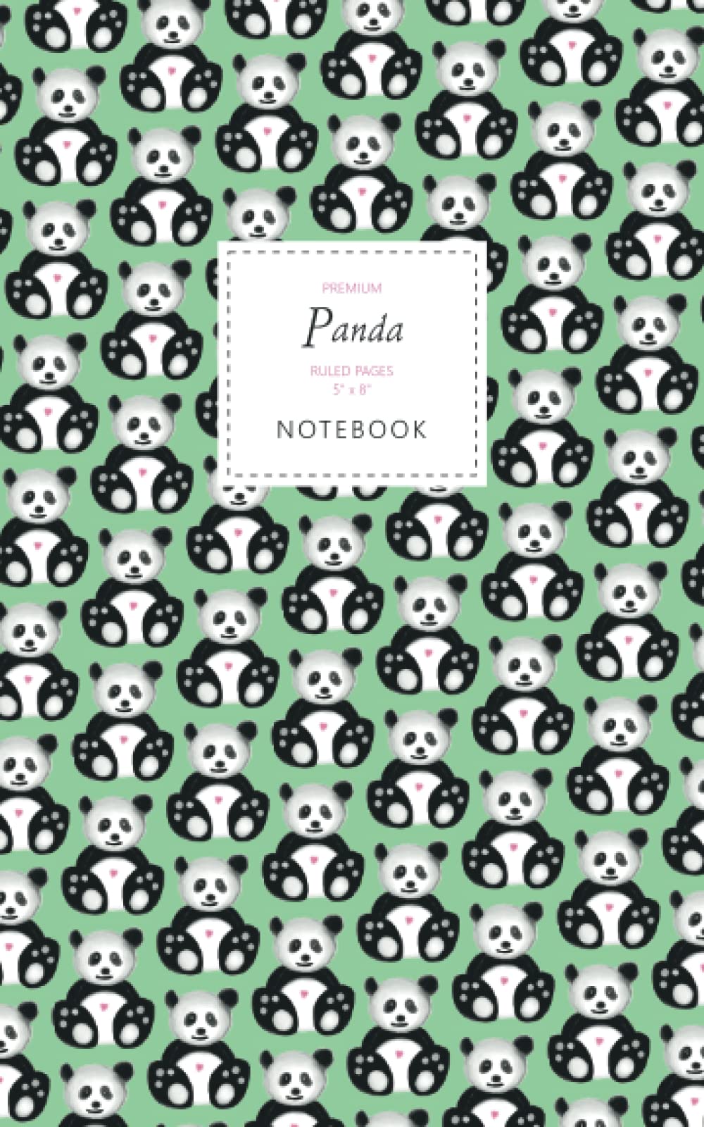 Panda Notebook - Ruled Pages - 5x8 - Premium: (Green Edition) Fun notebook 96 ruled/lined pages (5x8 inches / 12.7x20.3cm / Junior Legal Pad / Nearly A5)