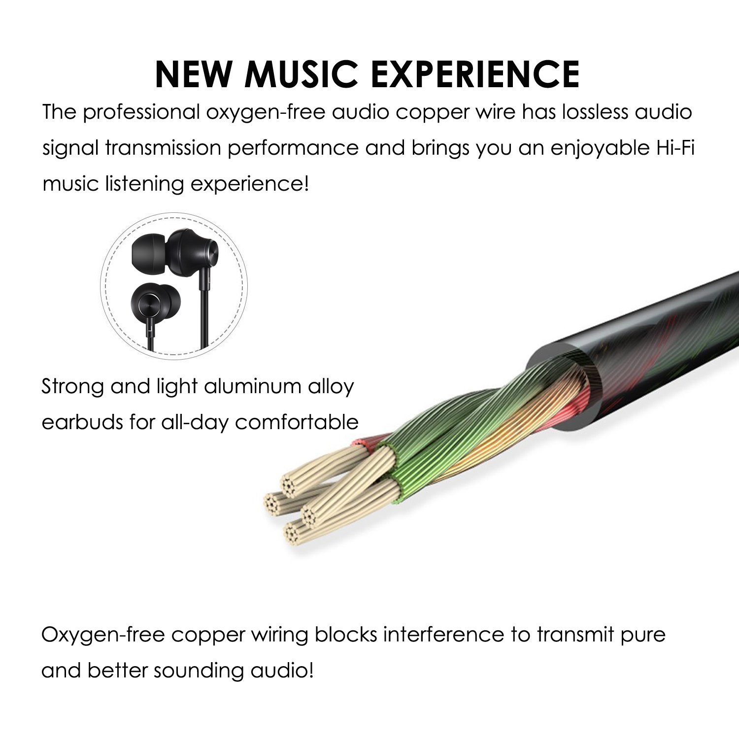 In-Ear Headphones Earbuds, XBRN Noise Isolation Headsets Heavy Bass Earphones with Microphone for Apple iPhone iPod iPad Samsung Galaxy LG HTC. (Black)