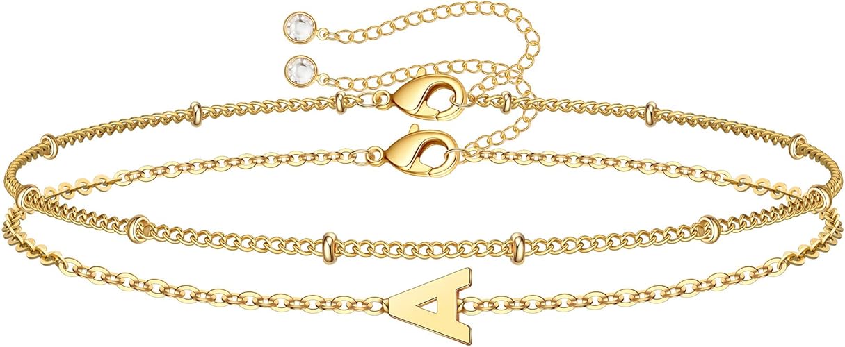 Amazon Com Dainty Gold Initial Bracelets For Women 14k Gold Plated Personalized Gold Bracelets Initial Bracelets For Women Teen Girls Jewelry Chain Bracelets For Girls Kids Toddler Little Girls Jewelry Letter A Jewelry